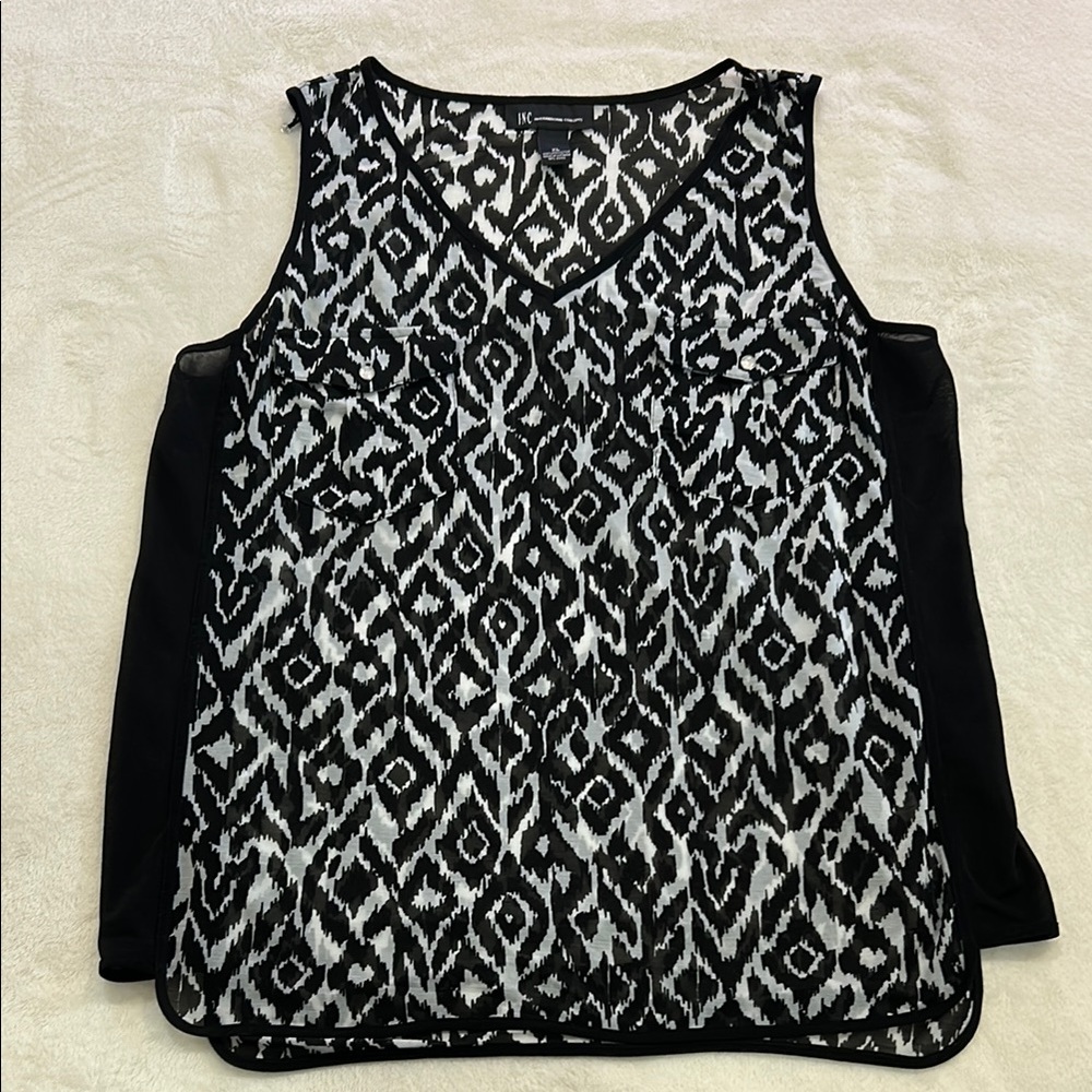 INC International Concepts Black and White Tank Top